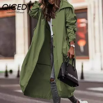 QICED осенне-зимний темпераментный нишевый индивидуальный повседневный длинный длинный плащ с большими лацканами для женщин