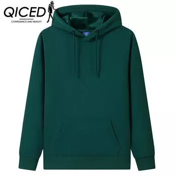 QICED Осенне-зимняя толстовка с капюшоном, мужская теплая утепленная толстовка с капюшоном, свободная, большого размера, модная толстовка с капюшоном S розовый