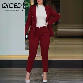 QICED Повседневный модный деловой женский костюм S чёрный