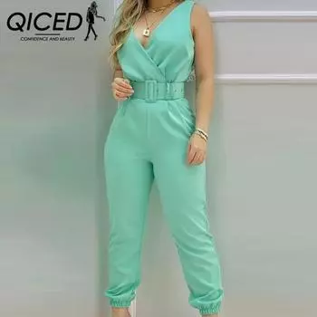 QICED Разноцветные комбинезоны без рукавов с V-образным вырезом и крестом, брюки с девятью точками S