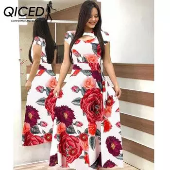 QICED сексуальное модное платье с цифровым принтом, большая юбка S