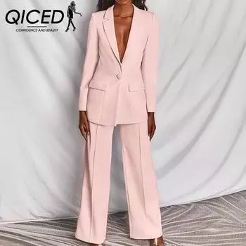 QICED весна-лето женская мода повседневный костюм профессиональный костюм S розовый