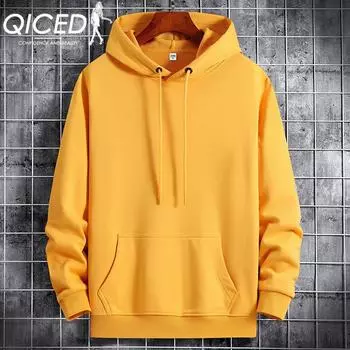 QICED Весенне-осенняя толстовка с капюшоном, мужская повседневная куртка S белый