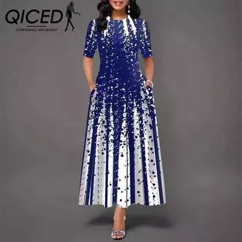 QICED Женская мода лето весна 2/1 рукав О-образный вырез повседневные платья S фиолетовый