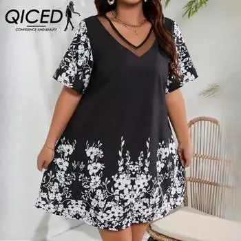 QICED женские модные летние весенние однотонные повседневные платья без рукавов с круглым вырезом и высокой талией XL белый