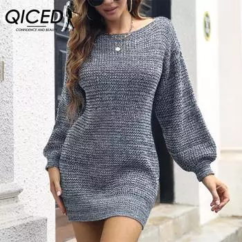 QICED женские модные повседневные однотонные принты осень-зима с длинным рукавом на одно плечо свободные свитера S оранжевый