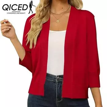 QICED женские модные повседневные осенне-зимние кардиганы с длинными рукавами S чёрный