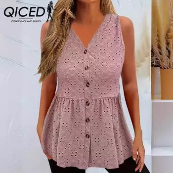 QICED Женский жилет для отдыха с перекрученной пряжкой и четырехлистным клевером, однотонный, весна-лето S чёрный