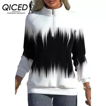 QICED Женское зимнее пальто Temperament Gradual Zipper Hoodie S чёрный