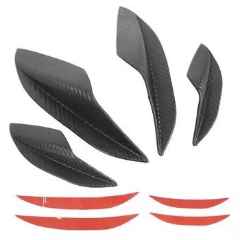 Qiilu Rubber Fin Spoiler Canard Kit, Bumper Finker Front Bumper Side Splitter Canard Drip Spoiler Deflector (Carbon Fiber) 20*9*4cm