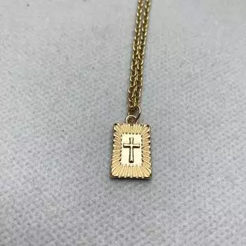 Qingdao Jewelry Western Style Niche Design High-Grade Enamel Flower Cross Geometric Square round Necklace Women Section 3