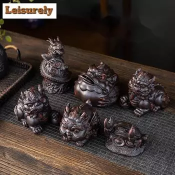 Qingxi Purple Pottery Tea Pet Decorations Can Be Raised Creative Toads Tea Play Фигурка ручной работы Pixiu Art Plate Sculpture Crafts