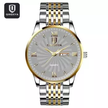 QINGXIYA лучший бренд класса люкс модные часы с серым циферблатом мужские водонепроницаемые светящиеся часы с датой недели спортивные часы мужские кварцевые наручные часы