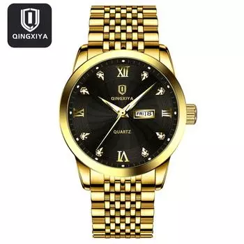QINGXIYA модные мужские часы лучший бренд класса люкс золотые кварцевые часы из нержавеющей стали для мужчин спортивные часы мужские водонепроницаемые Relogio
