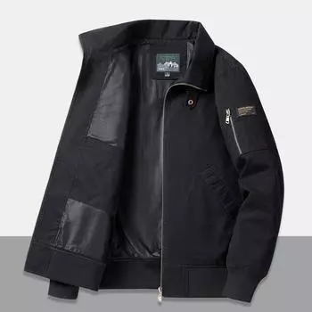 Qiu Dong Сезон Инструменты Пальто Лацканы Мужчины Среднего Возраста Осенняя Одежда Уличные Спортивные Куртки Мужская Одежда Peck on The Paragraph Верхняя Одежда Без Подкладки M