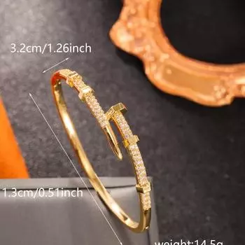 Qixi День святого Валентина Подарок девушке Круглый гвоздь Браслет Умный циркониевый модный роскошный премиум-подарок браслет 17CM