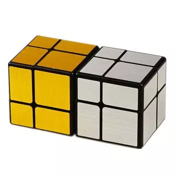 QiYi Mirror 2x2 Magic Cube Puzzle Speed Magic Cube Золотая/Серебряная наклейка Кубик Игрушки для детей серебряный
