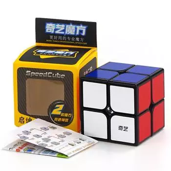 Qiyi Qidi 2x2 Magic Cube 2 на 2 скоростной карманный куб без наклеек, черный, белый цвет, кубик-головоломка, развивающие игрушки для детей чёрный