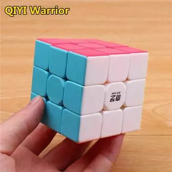 Qiyi Warrior S Magic Cube Красочные наклейки без наклеек Скорость 3x3 Куб Антистресс 3x3x3 Обучающие и развивающие кубики-головоломки, игрушки