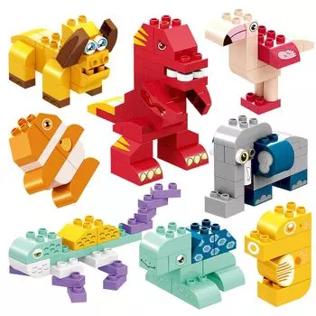 Qizebaby Animal Block 142 Pieces Creative Large Block Совместим с различными брендами развивающих игрушек для детского сада и яслей