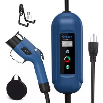Qkcabo 100 В кабель для зарядки электромобиля, регулируемый ток зарядки электромобиля, домашний автомобильный зарядный пистолет SAE J 1772 с быстрой зарядкой PHEV, портативное зарядное устройство