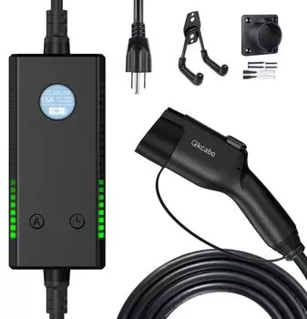 Qkcabo 100 В зарядный ток для электромобиля, регулируемый домашний автомобильный зарядный пистолет с кабелем быстрой зарядки SAE J1772, кабель, 8A/10A/13A/15A 100-240 В