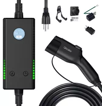 Qkcabo SAE J1772 зарядное устройство для электромобиля EV с регулируемым током зарядки для электрического преобразования, 2-й кабель 100 В-240 В, 8A/10A/13A/15A PHEV/EV