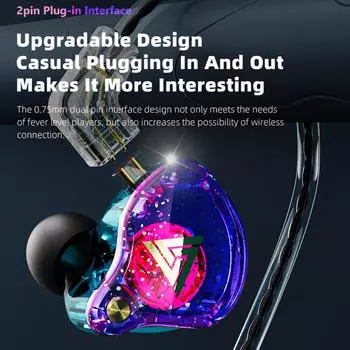 QKZ AK6 Pro 3,5 мм проводные наушники динамические музыкальные наушники съемный кабель для наушников ушной крючок фиолетовый