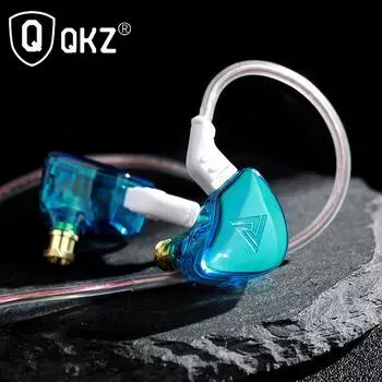 QKZ AK8 HIFI-гарнитура со входом в ухо, гарнитура для мобильных игр, кабель управления с пшеничной гарнитурой, гарнитура с тяжелыми басами синий/фиолетовый