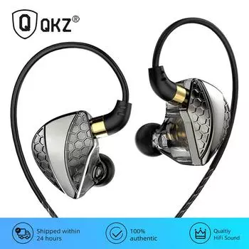 QKZ Hi6T Динамическая проводная гарнитура Hi-Fi Bass 3,5 мм наушники с HD-микрофоном Наушники с функцией громкой связи и шумоподавлением чёрный