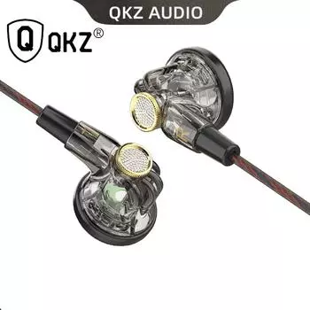 QKZ MDR Проводные наушники с плоской головкой, линейным управлением и пшеничной музыкой, спортивные 16 мм динамические кольца, наушники с плоской головкой чёрный