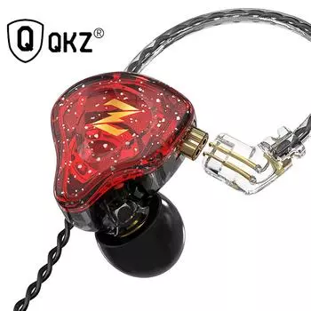 QKZ NUNE Проводное управление Гарнитура HIFI Fever Heavy Сабвуфер Внутриканальный проводной мобильный телефон красный