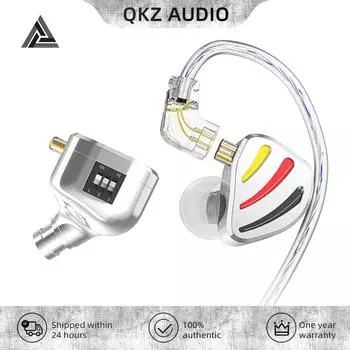 Проводные наушники QKZ из цинкового сплава 3,5 мм, съемная гарнитура, три стильных музыкальных режима, регулируемые наушники HiFi HD с шумоподавлением No With Microphone серебряный