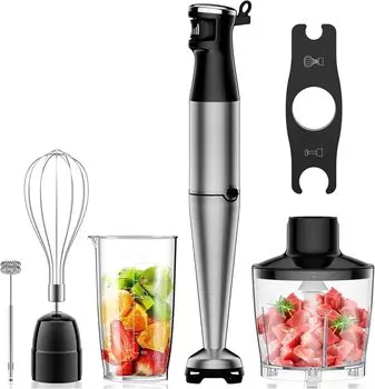 QOOQOOGE Ручной детский миксер 7 в 1 для приготовления пищи, царапины на электрическом миксере, блендере, [предотвращает попадание в кастрюлю] Миксер, для льда/мяса/фруктов/овощей,