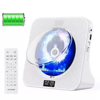 Qoosea CD-плеер Настольный Bluetooth CD Boombox HiFi динамик CD-плеер 4000 мАч перезаряжаемый аккумулятор Многофункциональный яркий светодиодный дисплей Поддержка воспроизведения