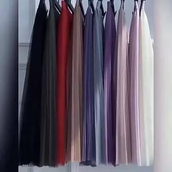 Qooth эластичное 3-слойное бальное платье на талии газовая юбка-пачка элегантная винтажная сетчатая длинная тюлевая юбка на весну и осень QT2117 One Size чёрный