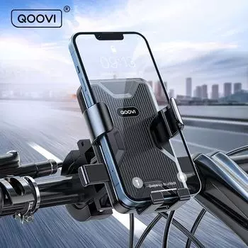 QOOVI 360° велосипедный держатель для телефона, подставка для мотоцикла, держатель для мобильного телефона, крепление GPS, противоударный кронштейн для iPhone, Samsung, Xiaomi Handlebar чёрный