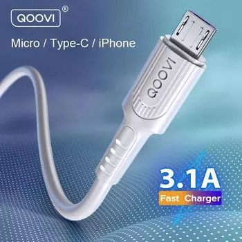 QOOVI 3A Кабель Micro USB для быстрой зарядки USB C Зарядное устройство типа C для мобильного телефона Android Шнур для передачи данных для iPhone Samsung Xiaomi Redmi HUAWEI