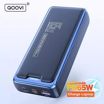 QOOVI Powerbank PD 65 Вт 30000 мАч Емкость внешнего аккумулятора Быстрая зарядка Портативное зарядное устройство Power Bank для ноутбука Macbook iPhone Samsung Xiaomi