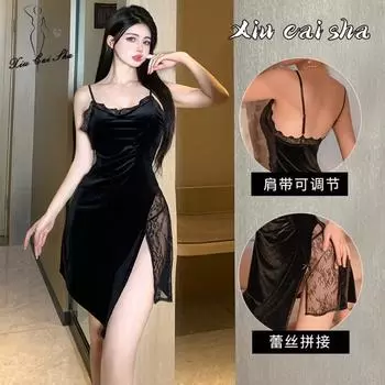 Qqny Эротическое нижнее белье Сексуальное несъемное платье Страстная одежда Флирт Ночная рубашка Кровать Чистое желание Искушение Маленькая грудь Пижама One size