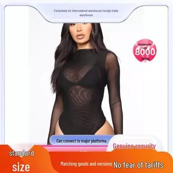 QQNY Сексуальный сетчатый боди с прозрачными вставками - Супертонкий цельный боди для женщин Medium