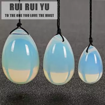 QQs, 3 шт./компл., белые опалитовые яйца Yoni, нефритовое яйцо со шнурами, массажный шарик с драгоценными камнями для упражнений на тазовом органе 3pcs/set