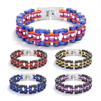 QQs браслет-цепочка для велосипеда из титановой стали, модная мужская цепочка для мотоцикла, уникальный браслет красный/чёрный