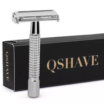 QSHAVE 8,7 см классическая безопасная бритва с короткой ручкой и 5 лезвиями в подарок посеребренный эпилятор Weishi опасная бритва для удаления волос серебряный