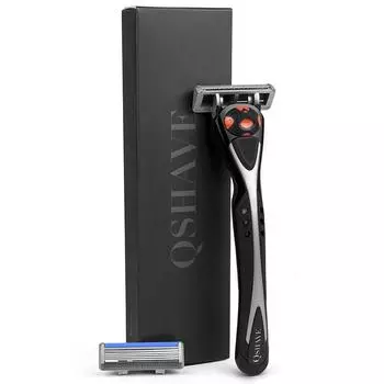 Qshave Black Spider Man ручная бритва для бритья для мужчин может дизайн имя подходит для Quattro Titanium (1 ручка, 2 лезвия X5) оранжевый