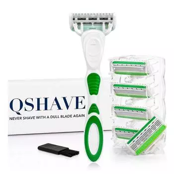 QShave Green Series 5 слоев лезвия США для женщин и девушек бикини для удаления волос на ногах бритва с 6 шт. лезвием X5 подарок на день Святого Валентина зелёный