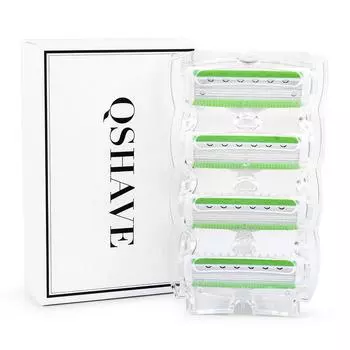 QShave Green Series Blade Lady, персонализированная бритва для бритья X5, США, лезвие для женщин, 4/8/16 картриджей зелёный