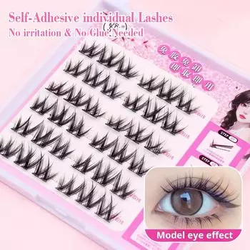 QSTY Cute Sweet Pre-Bond Technology press on lashes glueless DIY Eyelash Self Adhesive Realistic Eyelash Reusable C