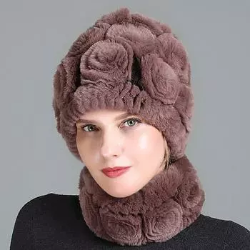 QT-078 Взрослая шапка пятно QT-078 Qiu Pongfan вязаная шапка женская меховая универсальная ручная работа крючок тай-дай волосяной шарик подбор цвета Hat Scarf Set