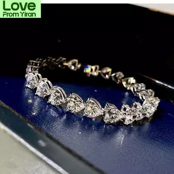 Qtt Женский теннисный браслет из стерлингового серебра 925 пробы с лабораторными бриллиантами, симпатичный, с каплями воды, с фианитами, для помолвки, годовщины, вечеринки, ювелирные изделия 16-19cm серебряный